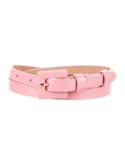 Pre-owned Carolina Herrera Skinny Patent Leather Waist Belt W/ Tags In Pink