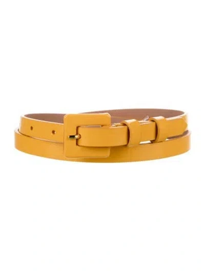 Pre-owned Carolina Herrera Skinny Patent Leather Waist Belt W/ Tags In Yellow