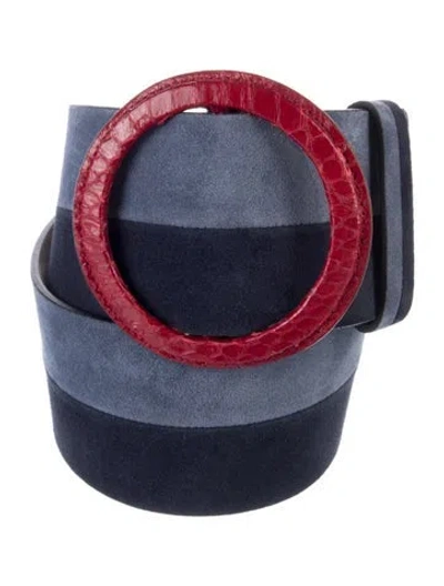 Pre-owned Carolina Herrera Skinny Suede Belt In Blue