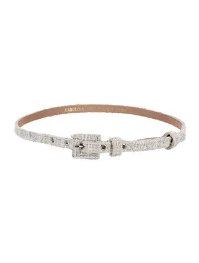 Pre-owned Carolina Herrera Skinny Tweed Waist Belt In Neutral
