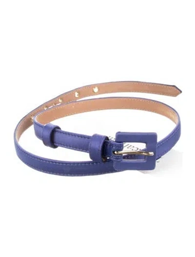 Pre-owned Carolina Herrera Skinny Waist Belt In Blue