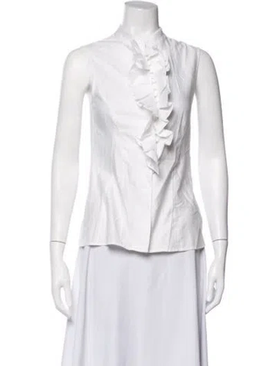 Pre-owned Carolina Herrera Sleeveless Blouse In White