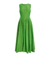 Carolina Herrera Sleeveless Cotton-blend Faille Maxi Dress In Green