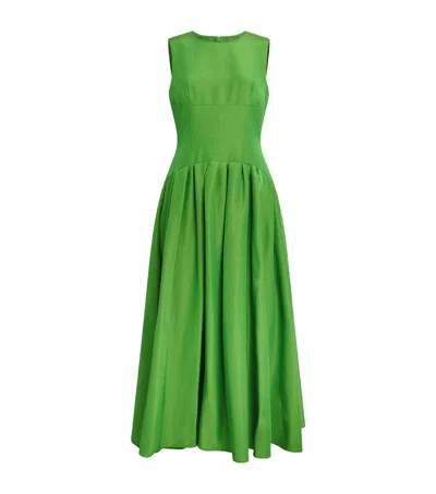 Carolina Herrera Sleeveless Boat-neck Midi Dress In Green