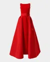 Carolina Herrera Sleeveless Boatneck Silk Overskirt Column Gown In Red