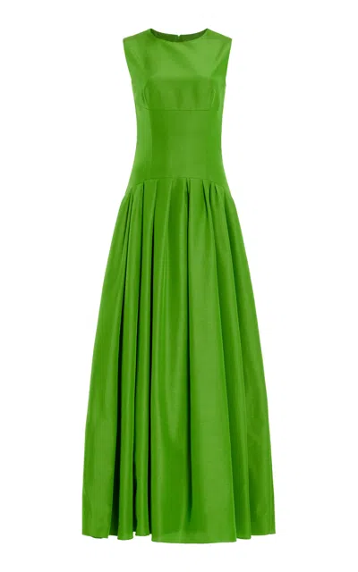 Carolina Herrera Sleeveless Cotton-blend Faille Maxi Dress In Green