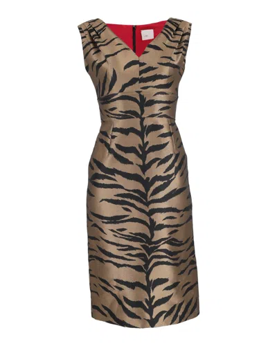 Carolina Herrera Sleeveless Dress In Animal Print Cotton In Multi