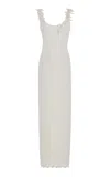 Carolina Herrera Sleeveless Knit Scallop Lace  Dress In White