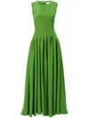 Carolina Herrera Sleeveless Cotton-blend Faille Maxi Dress In Green