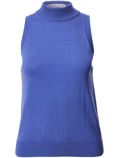 Carolina Herrera Sleeveless Mock-neck Top In Blue