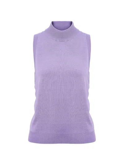 Carolina Herrera Sleeveless Mock-neck Tank Top In Purple