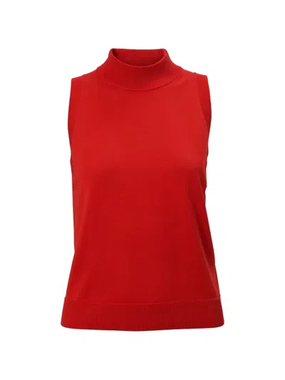 Carolina Herrera Sleeveless Mock-neck Top In Red