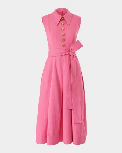 Carolina Herrera Sleeveless Pleated Midi Shirtdress In Happy Pink