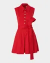 Carolina Herrera Sleeveless Pleated Mini Shirtdress In Herrera Red