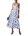 Carolina Herrera Sleeveless Scoop Neck Midi Dress With Sash In White Multi