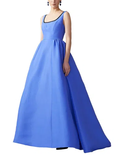 Carolina Herrera Pleated Silk-gazar Gown In Blue