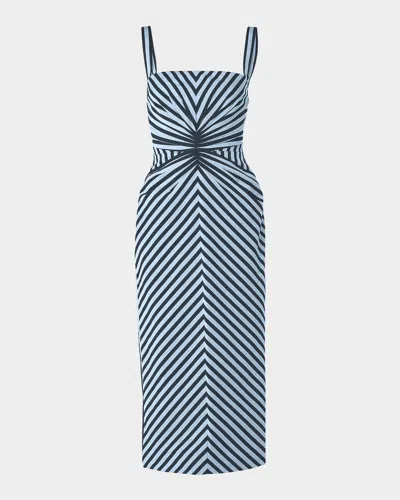 Carolina Herrera Sleeveless Striped Gathered-waist Midi Dress In Multi