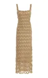 Carolina Herrera Sleeveless Wave Crochet  Dress In Brown