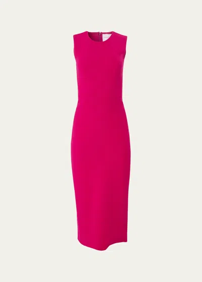 Carolina Herrera Sleeveless Wool Midi Dress In Cerise Pink