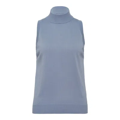 Carolina Herrera Slvless Mock Neck Top In Blue
