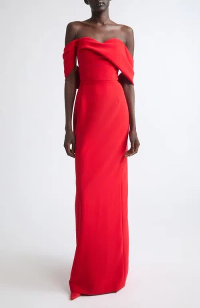 Carolina Herrera Sofia Off The Shoulder Column Gown In Red