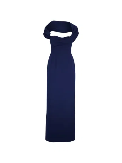 Carolina Herrera Sofia Off-shoulder Maxi Dress In Blue