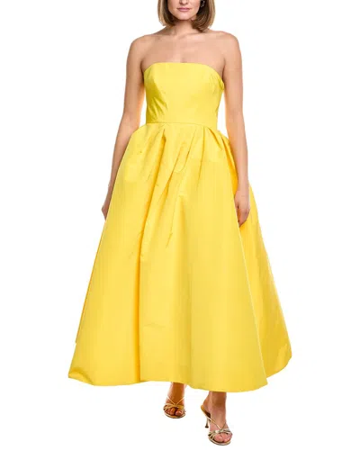 Carolina Herrera Strapless Pleated Faille Gown In Yellow