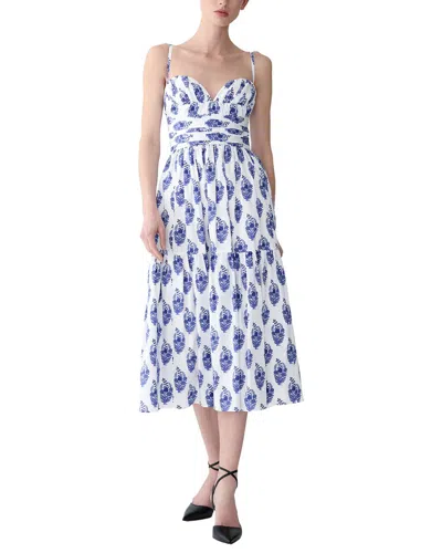 Carolina Herrera Spaghetti Strap Bustier A-line Midi Dress In White