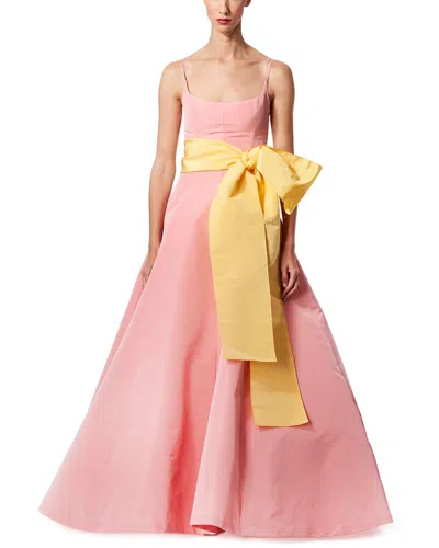 CAROLINA HERRERA CAROLINA HERRERA SPAGHETTI STRAP SCOOP NECK SILK FULL DRESS
