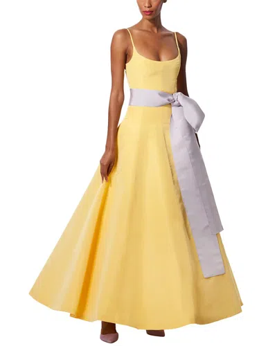 CAROLINA HERRERA SPAGHETTI STRAP SCOOP NECK SILK FULL DRESS