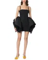 Carolina Herrera Ruffled Layered Silk-faille And Tulle Mini Dress In Black