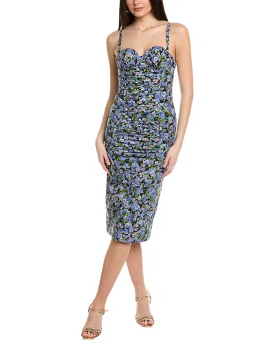 Carolina Herrera Floral Cotton-blend Midi Dress In Black