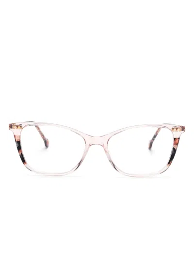 Carolina Herrera Logo-engraved Rectangle-frame Glasses In 粉色