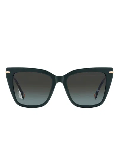 Carolina Herrera Square-frame Patterned-arms Sunglasses In Blue