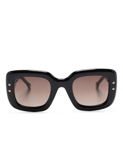 Carolina Herrera Square-frame Sunglasses In 黑色