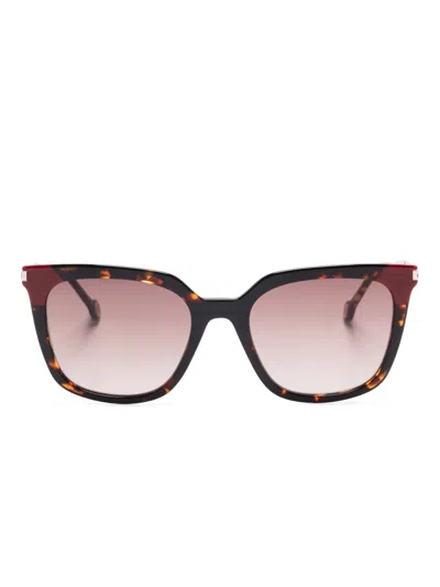 Carolina Herrera Sonnenbrille Mit Eckigem Gestell In Braun