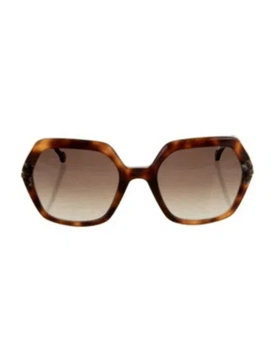 Pre-owned Carolina Herrera Square Gradient Sunglasses In Brown