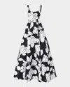 Carolina Herrera Square-neck Flower Sleeveless Ball Gown In Whiteblack