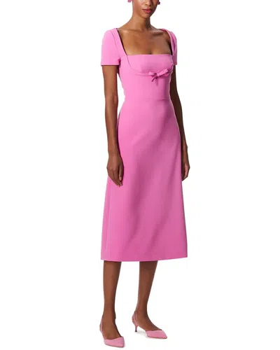 Carolina Herrera Bow-detail Square-neck Midi Dress In Pink