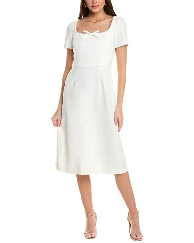 Carolina Herrera Square Neck Midi Dress In White