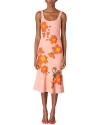 Carolina Herrera Trumpet Midi Dress With Intarsia Knit Floral Detail In Pink