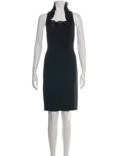 Pre-owned Carolina Herrera Square Neckline Knee-length Dress In Black
