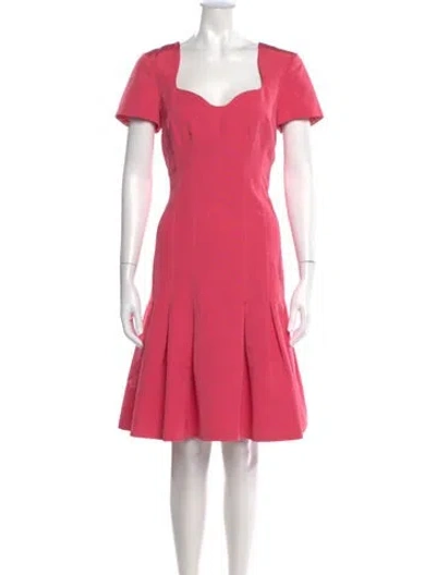 Pre-owned Carolina Herrera Square Neckline Knee-length Dress In Pink