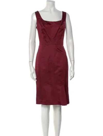 Pre-owned Carolina Herrera Square Neckline Knee-length Dress In Red