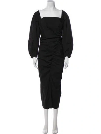 Pre-owned Carolina Herrera Square Neckline Long Dress In Black