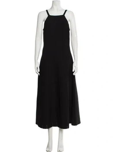 Pre-owned Carolina Herrera Square Neckline Long Dress In Black