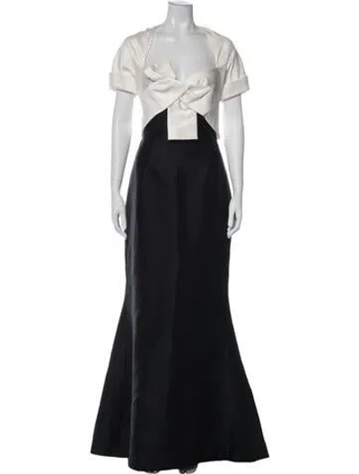 Pre-owned Carolina Herrera Square Neckline Long Dress In Blue