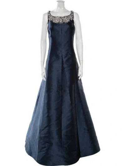 Pre-owned Carolina Herrera Square Neckline Long Dress In Blue