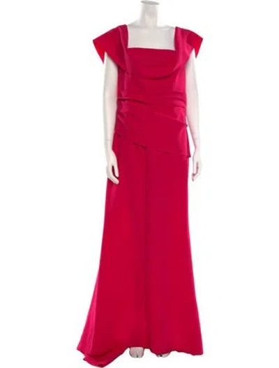 Pre-owned Carolina Herrera Square Neckline Long Dress W/ Tags In Red