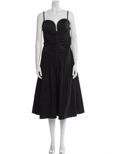 Pre-owned Carolina Herrera Square Neckline Midi Length Dress In Black